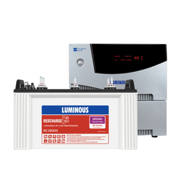 Cruze 2KVA Inverter and Red charge RC 15000 Tubular Battery