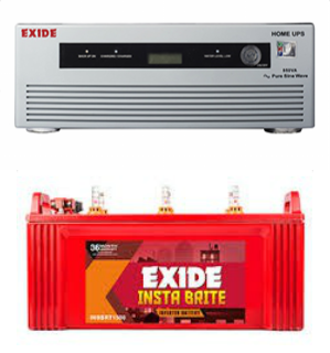 Exide 850VA Inverter and Insta Brite 135AH Battery
